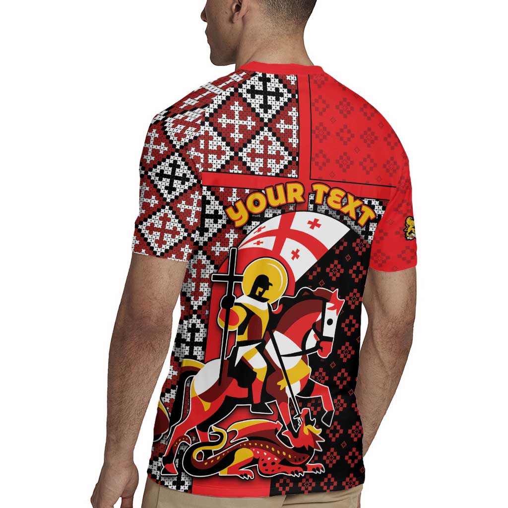 Personalized Georgia Rugby Jersey Saint George Dragon Slayer Folk Pattern