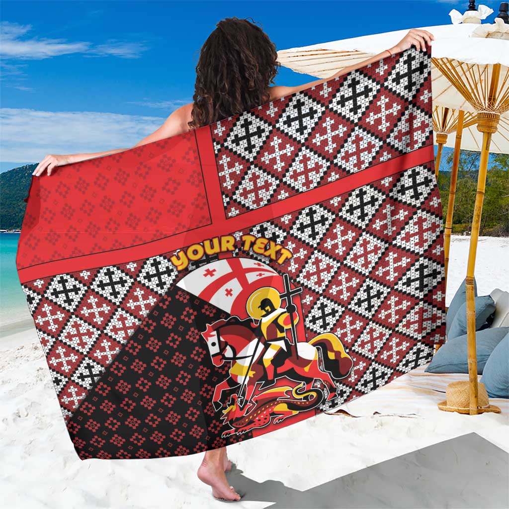 Personalized Georgia Sarong Saint George Dragon Slayer Folk Pattern