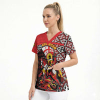 Personalized Georgia Scrub Top Saint George Dragon Slayer Folk Pattern