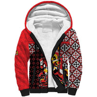 Personalized Georgia Sherpa Hoodie Saint George Dragon Slayer Folk Pattern