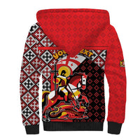 Personalized Georgia Sherpa Hoodie Saint George Dragon Slayer Folk Pattern