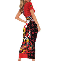 Personalized Georgia Short Sleeve Bodycon Dress Saint George Dragon Slayer Folk Pattern