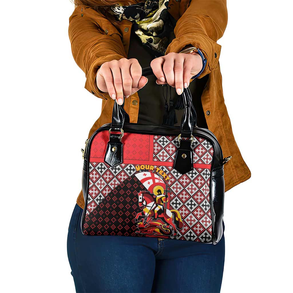 Personalized Georgia Shoulder Handbag Saint George Dragon Slayer Folk Pattern