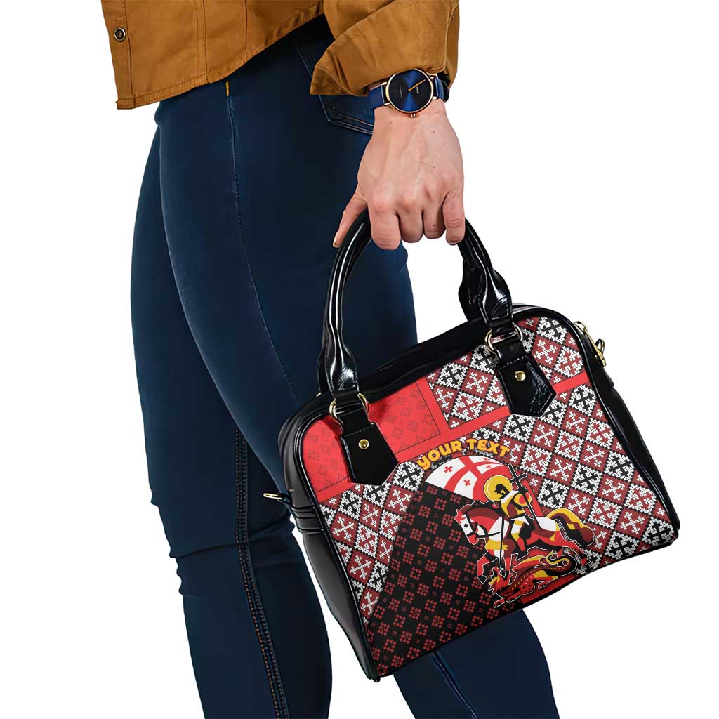 Personalized Georgia Shoulder Handbag Saint George Dragon Slayer Folk Pattern