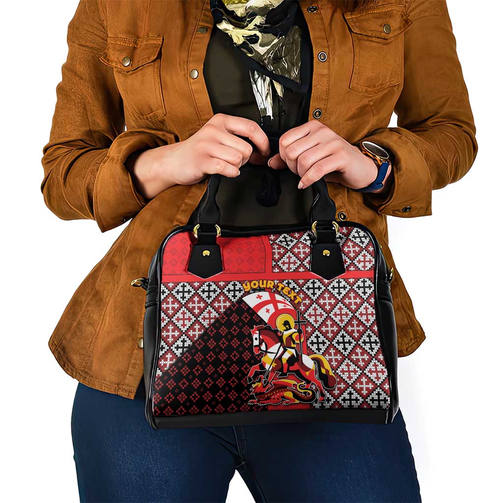 Personalized Georgia Shoulder Handbag Saint George Dragon Slayer Folk Pattern