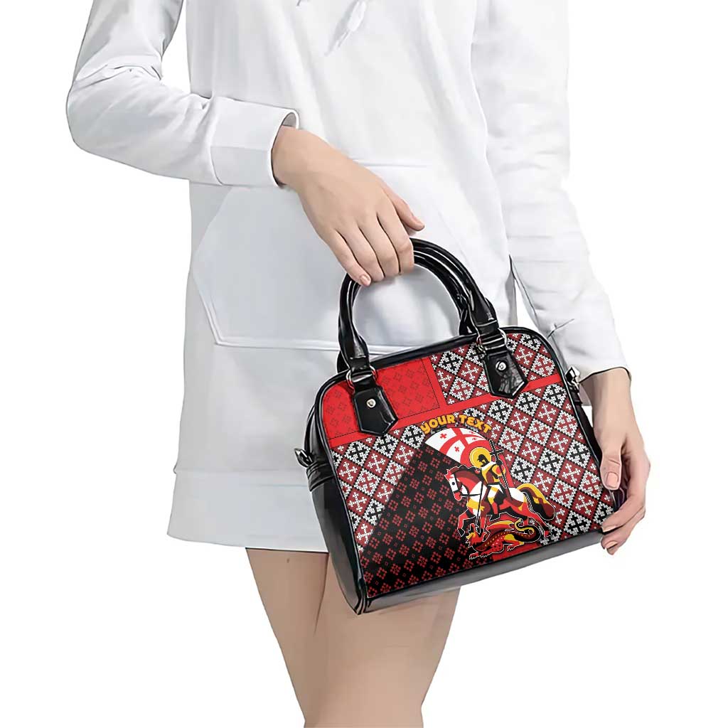Personalized Georgia Shoulder Handbag Saint George Dragon Slayer Folk Pattern