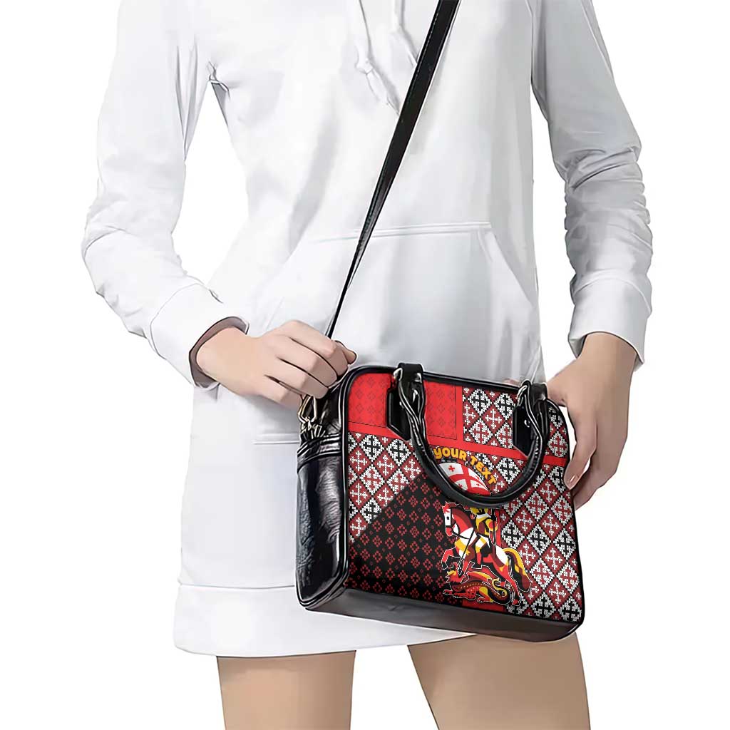 Personalized Georgia Shoulder Handbag Saint George Dragon Slayer Folk Pattern