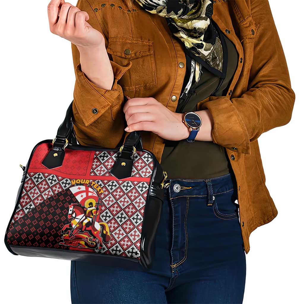 Personalized Georgia Shoulder Handbag Saint George Dragon Slayer Folk Pattern