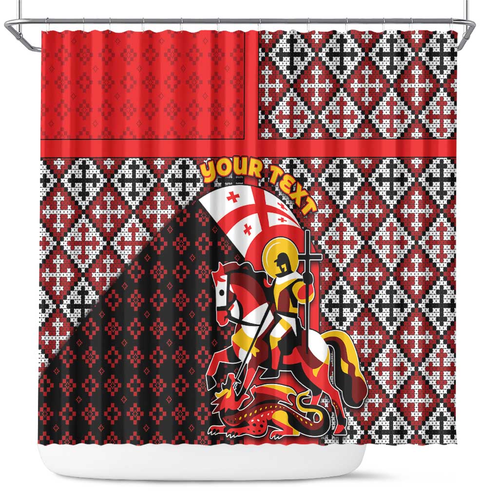 Personalized Georgia Shower Curtain Saint George Dragon Slayer Folk Pattern