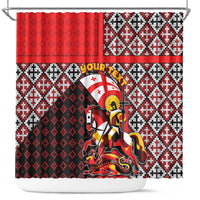 Personalized Georgia Shower Curtain Saint George Dragon Slayer Folk Pattern