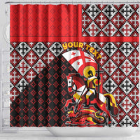Personalized Georgia Shower Curtain Saint George Dragon Slayer Folk Pattern