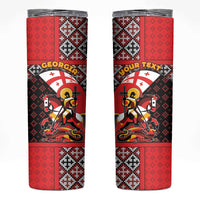 Personalized Georgia Skinny Tumbler Saint George Dragon Slayer Folk Pattern