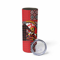 Personalized Georgia Skinny Tumbler Saint George Dragon Slayer Folk Pattern