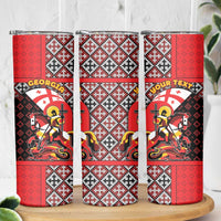 Personalized Georgia Skinny Tumbler Saint George Dragon Slayer Folk Pattern