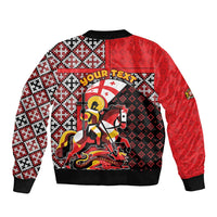 Personalized Georgia Sleeve Zip Bomber Jacket Saint George Dragon Slayer Folk Pattern