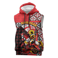 Personalized Georgia Sleeveless Hoodie Saint George Dragon Slayer Folk Pattern