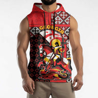 Personalized Georgia Sleeveless Hoodie Saint George Dragon Slayer Folk Pattern