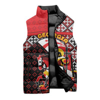 Personalized Georgia Sleeveless Puffer Jacket Saint George Dragon Slayer Folk Pattern
