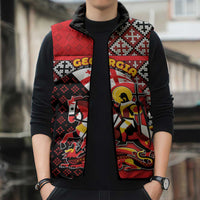 Personalized Georgia Sleeveless Puffer Jacket Saint George Dragon Slayer Folk Pattern