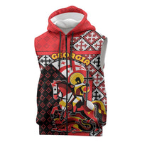 Personalized Georgia Sleeveless Zip Hoodie Saint George Dragon Slayer Folk Pattern