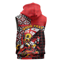 Personalized Georgia Sleeveless Zip Hoodie Saint George Dragon Slayer Folk Pattern
