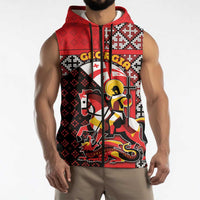 Personalized Georgia Sleeveless Zip Hoodie Saint George Dragon Slayer Folk Pattern