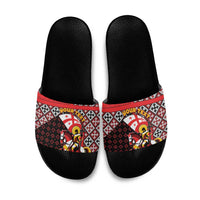 Personalized Georgia Slide Sandals Saint George Dragon Slayer Folk Pattern