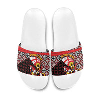 Personalized Georgia Slide Sandals Saint George Dragon Slayer Folk Pattern