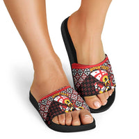 Personalized Georgia Slide Sandals Saint George Dragon Slayer Folk Pattern