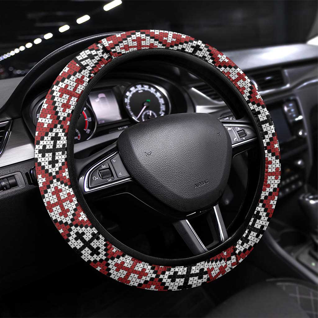 Georgia Steering Wheel Cover Saint George Dragon Slayer Folk Pattern