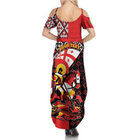 Personalized Georgia Summer Maxi Dress Saint George Dragon Slayer Folk Pattern