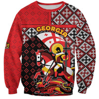 Personalized Georgia Sweatshirt Saint George Dragon Slayer Folk Pattern