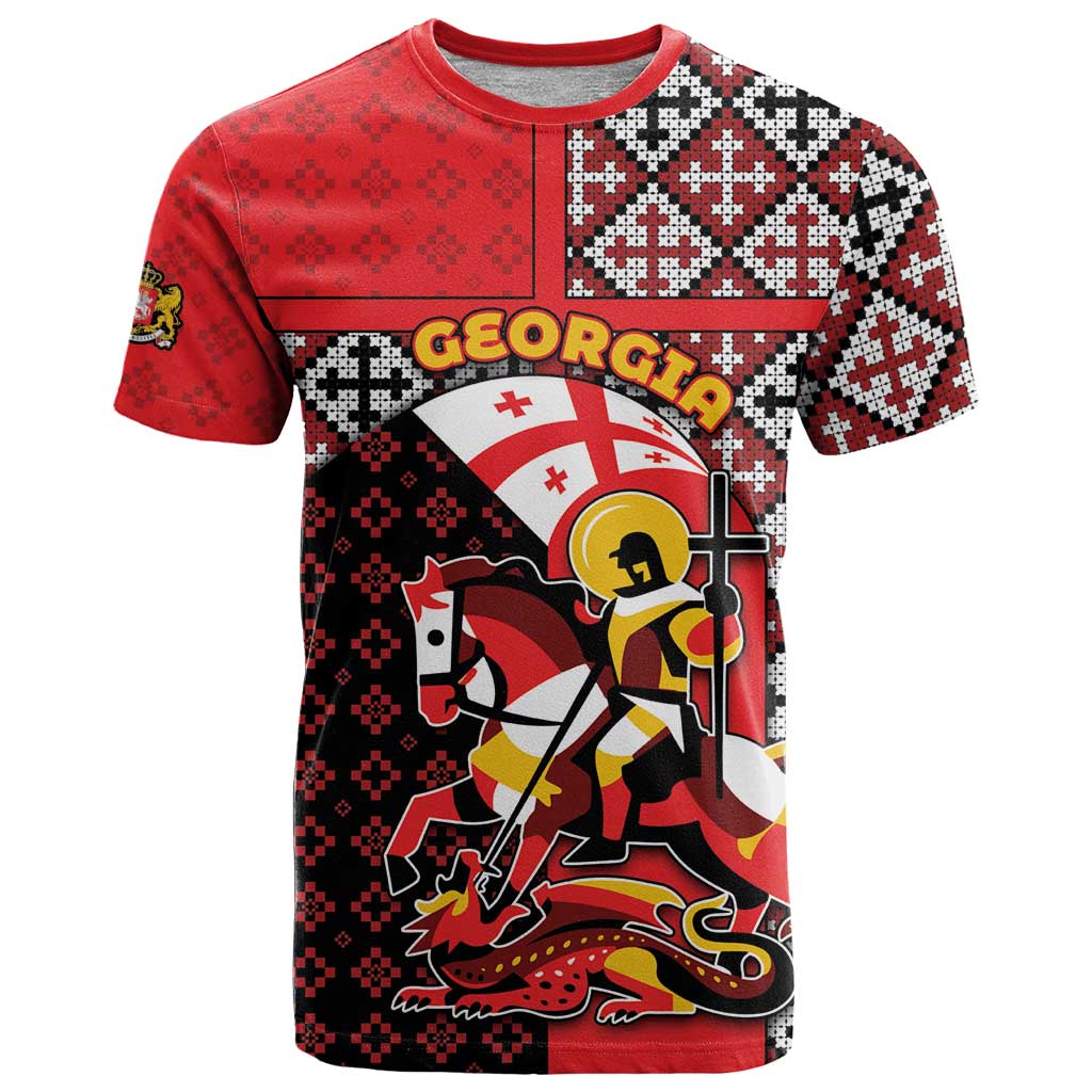 Personalized Georgia T Shirt Saint George Dragon Slayer Folk Pattern