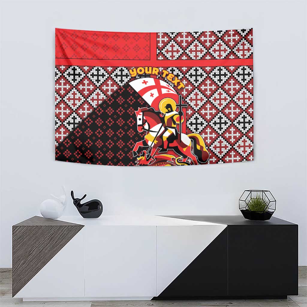 Personalized Georgia Tapestry Saint George Dragon Slayer Folk Pattern
