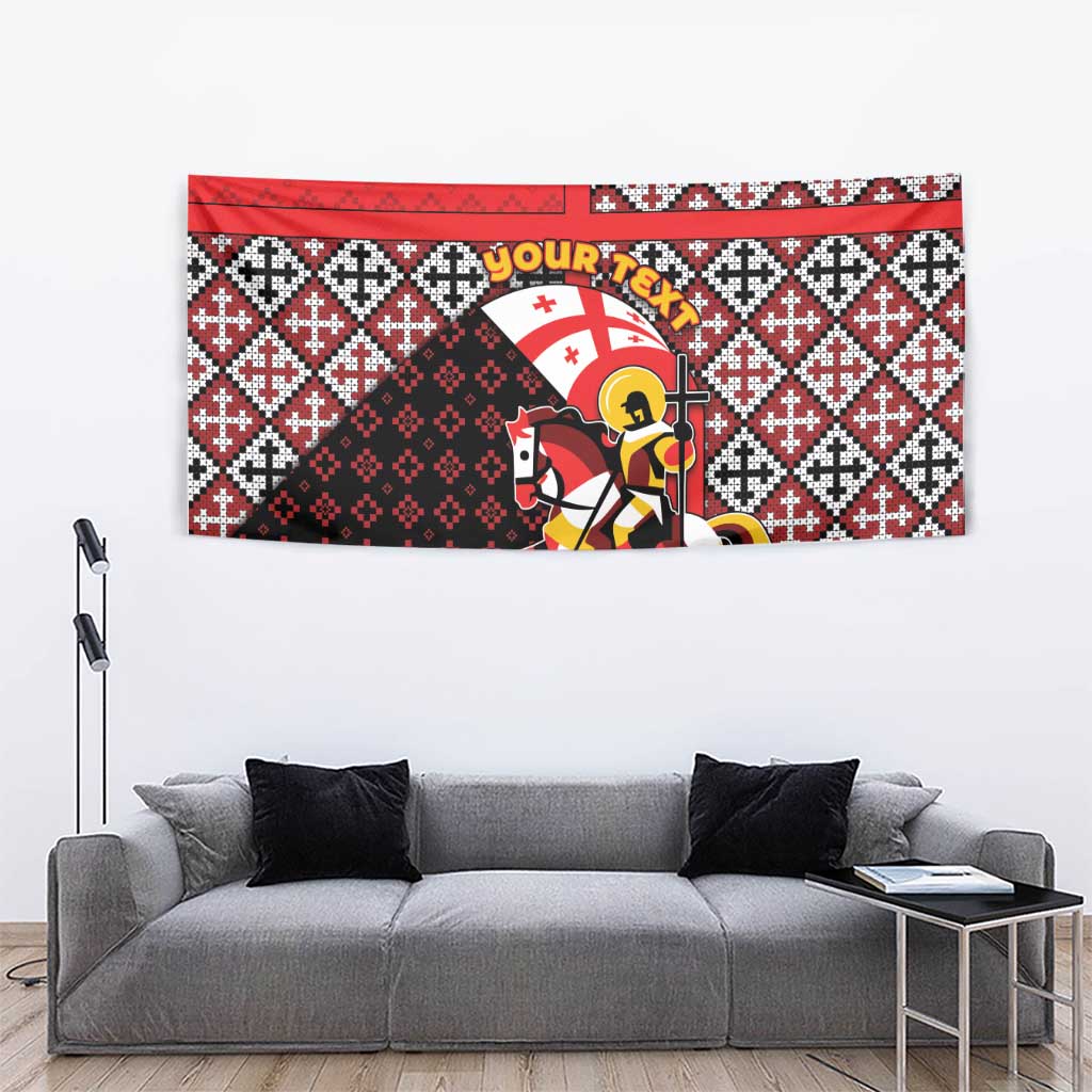 Personalized Georgia Tapestry Saint George Dragon Slayer Folk Pattern