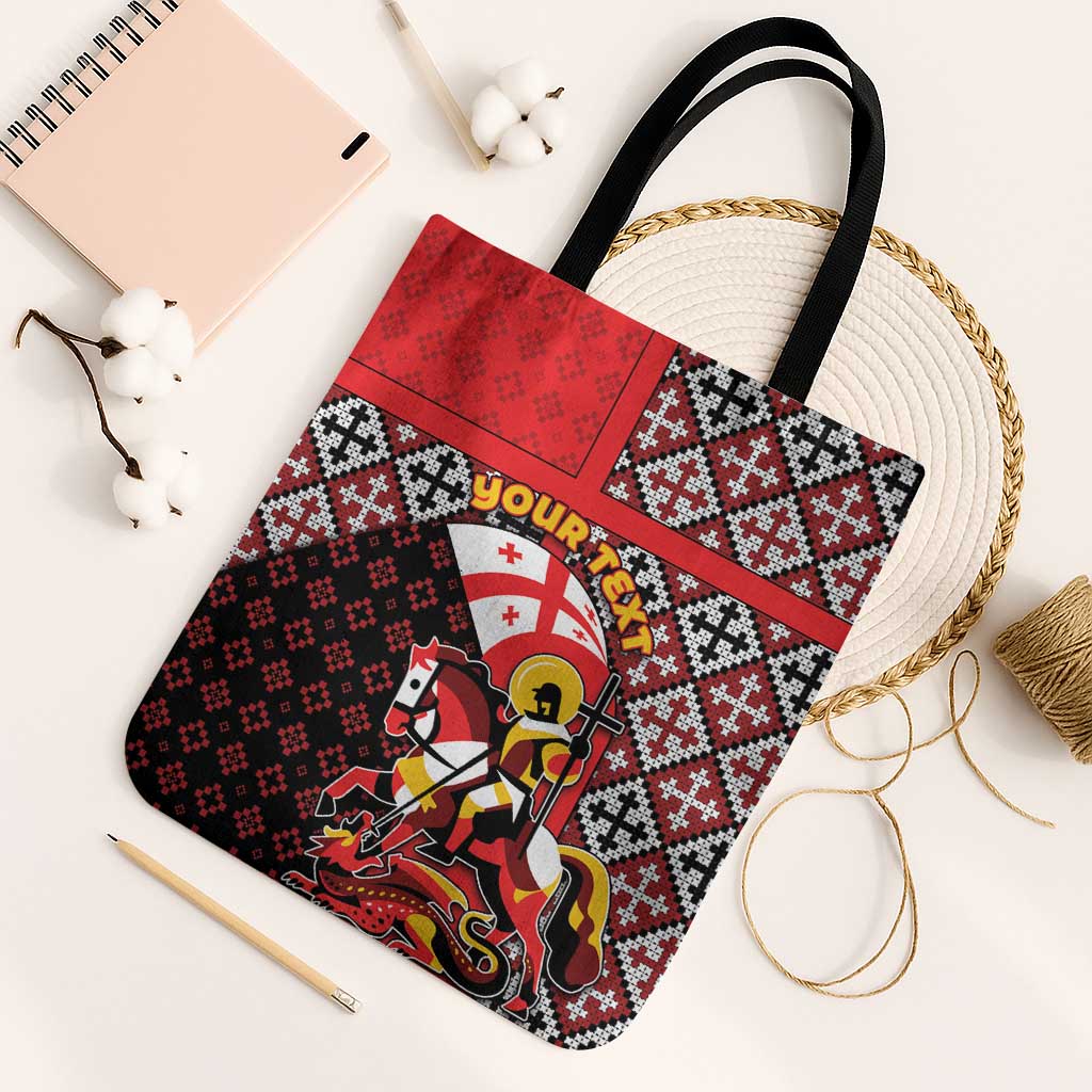 Personalized Georgia Tote Bag Saint George Dragon Slayer Folk Pattern