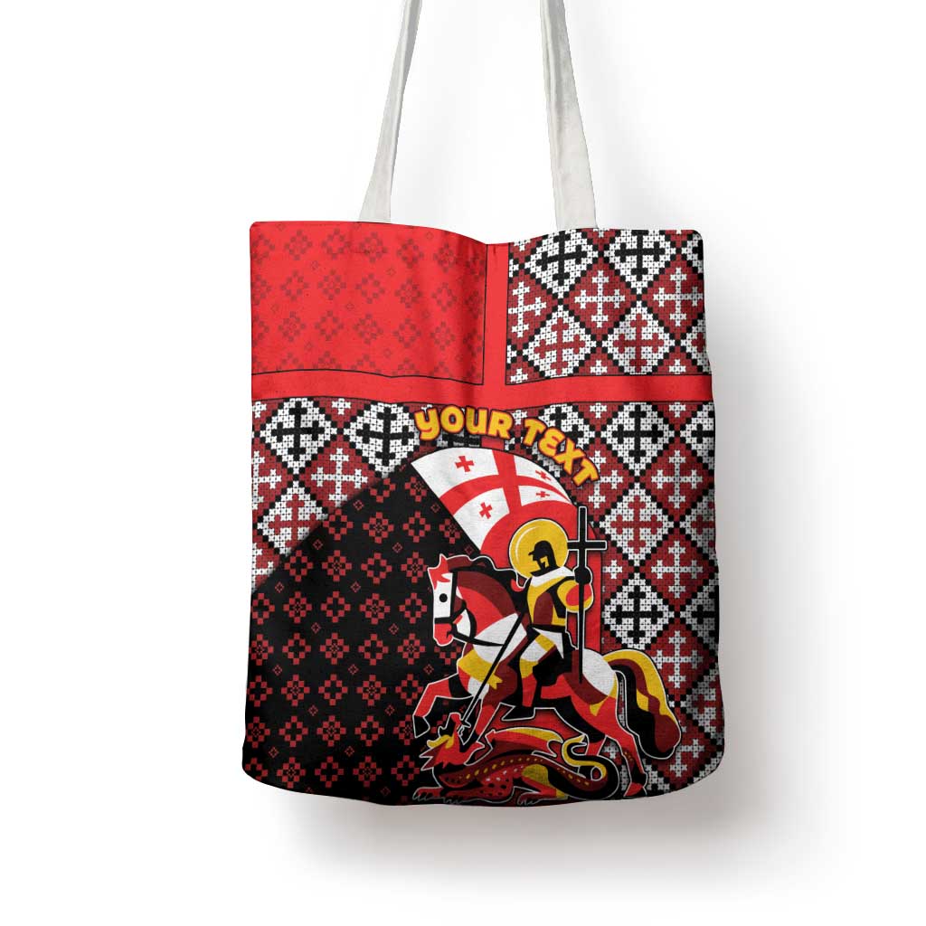 Personalized Georgia Tote Bag Saint George Dragon Slayer Folk Pattern