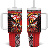 Personalized Georgia Tumbler With Handle Saint George Dragon Slayer Folk Pattern