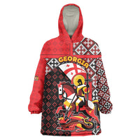Personalized Georgia Wearable Blanket Hoodie Saint George Dragon Slayer Folk Pattern
