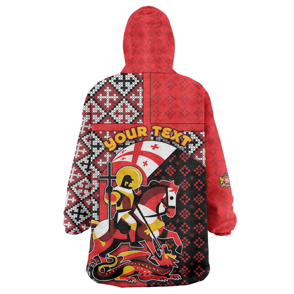 Personalized Georgia Wearable Blanket Hoodie Saint George Dragon Slayer Folk Pattern