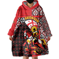 Personalized Georgia Wearable Blanket Hoodie Saint George Dragon Slayer Folk Pattern