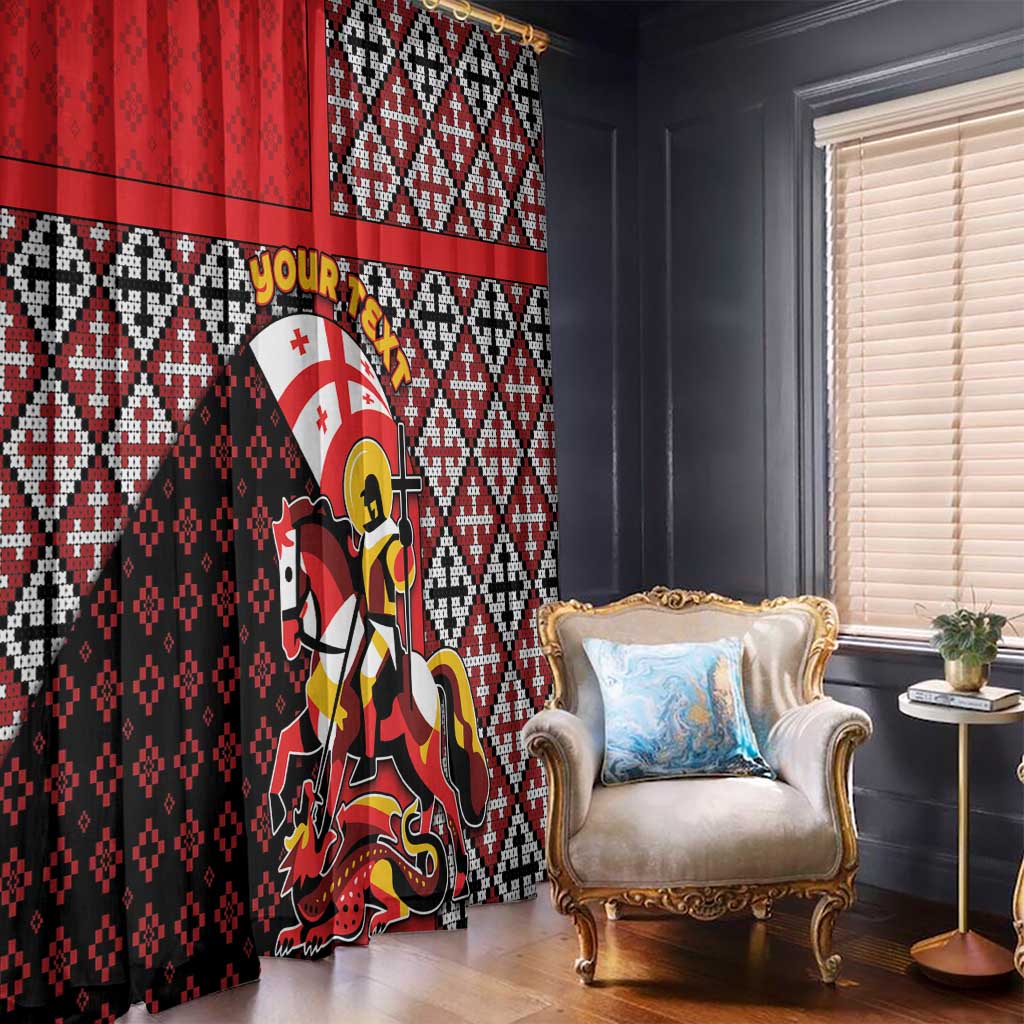 Personalized Georgia Window Curtain Saint George Dragon Slayer Folk Pattern