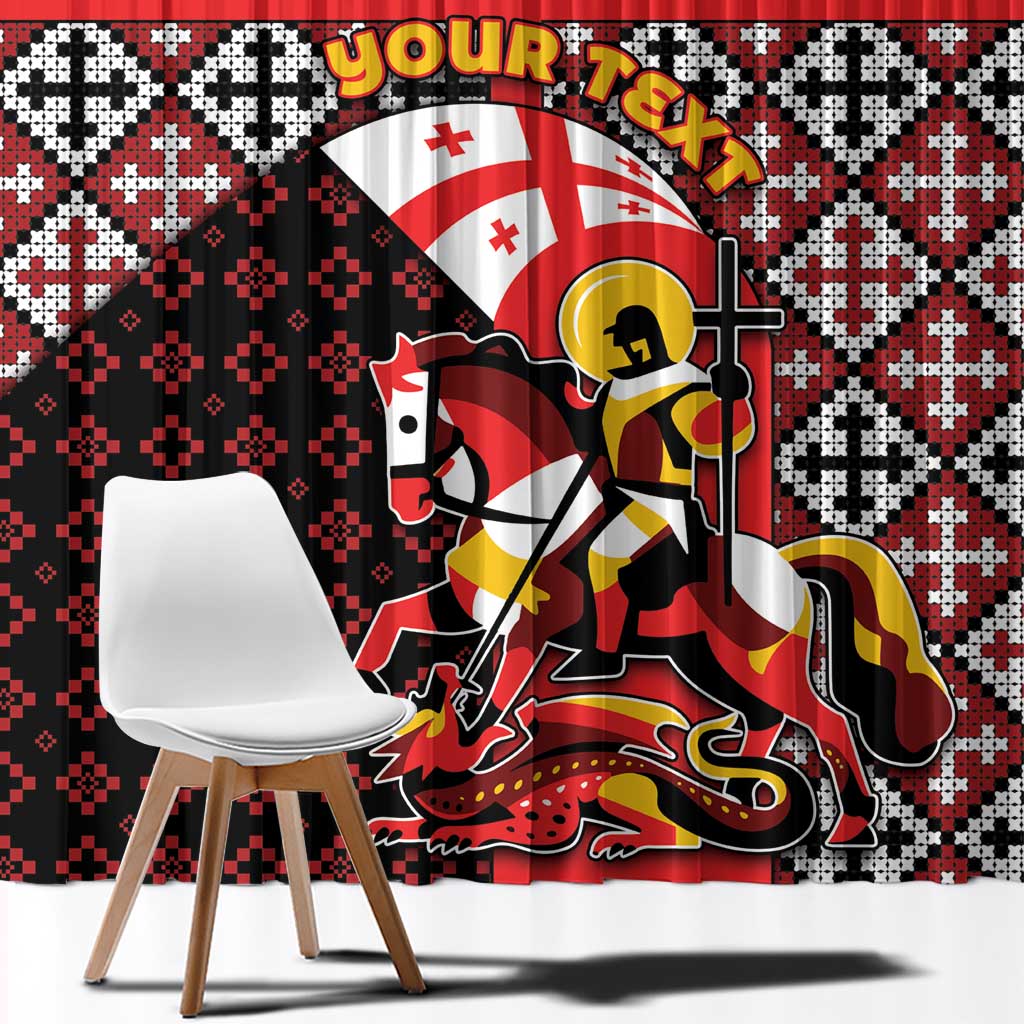 Personalized Georgia Window Curtain Saint George Dragon Slayer Folk Pattern