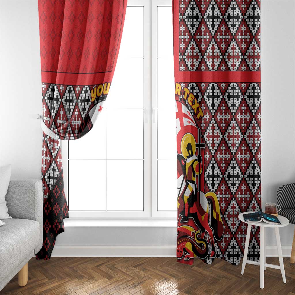 Personalized Georgia Window Curtain Saint George Dragon Slayer Folk Pattern