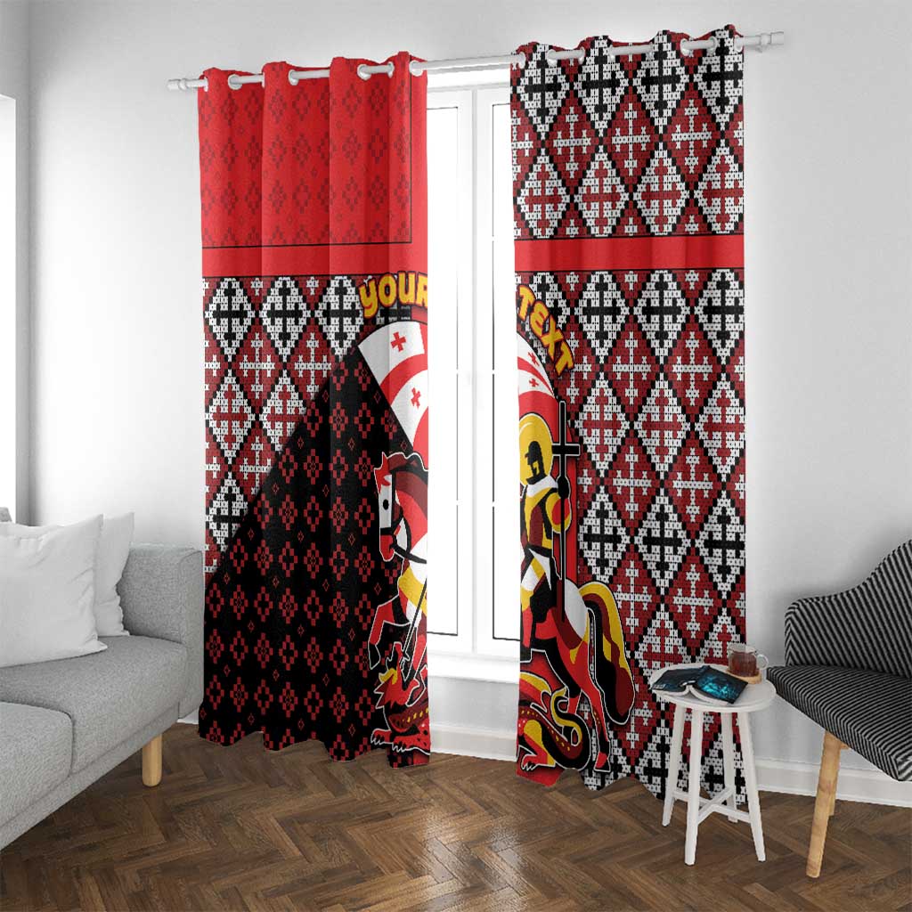 Personalized Georgia Window Curtain Saint George Dragon Slayer Folk Pattern