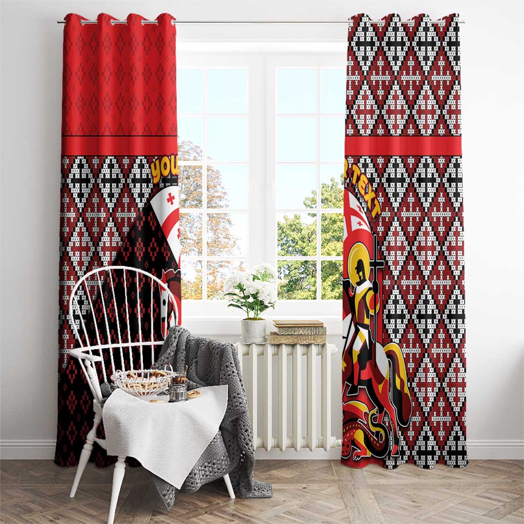Personalized Georgia Window Curtain Saint George Dragon Slayer Folk Pattern