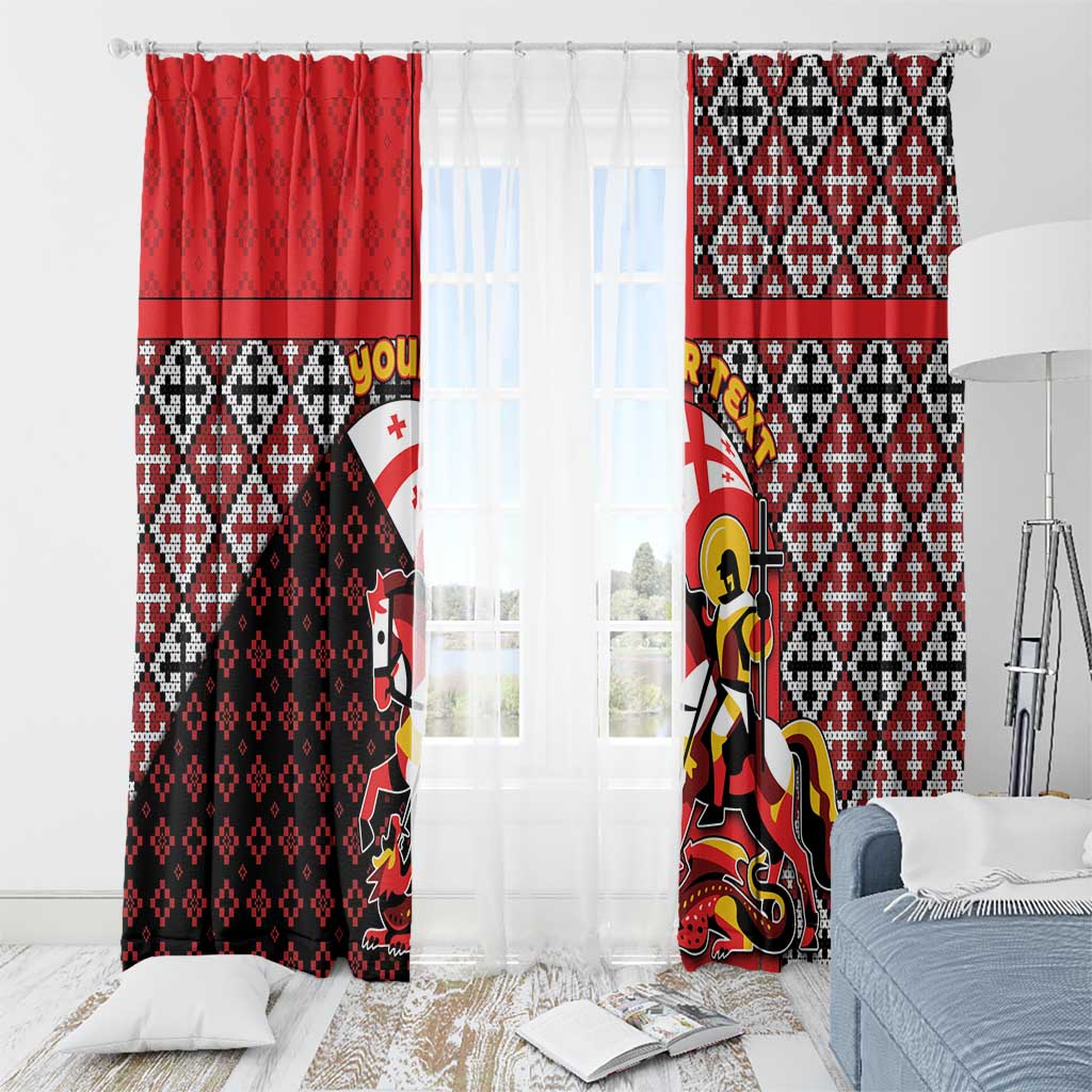 Personalized Georgia Window Curtain Saint George Dragon Slayer Folk Pattern