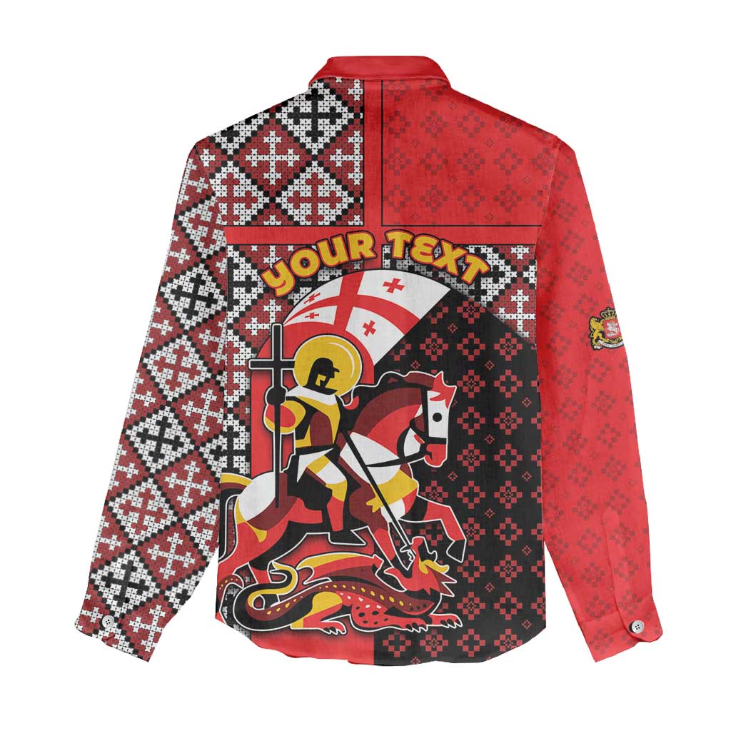 Personalized Georgia Women Casual Shirt Saint George Dragon Slayer Folk Pattern
