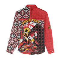 Personalized Georgia Women Casual Shirt Saint George Dragon Slayer Folk Pattern
