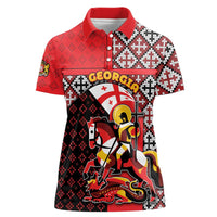 Personalized Georgia Women Polo Shirt Saint George Dragon Slayer Folk Pattern